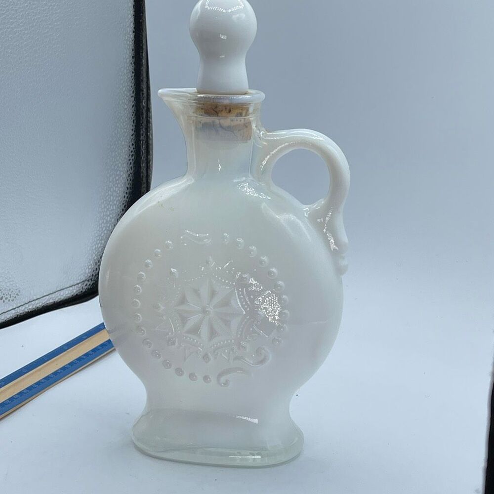 MCM 1957 Jim Beam opalescent milk glass decanter D-334